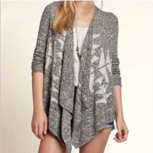 Grey Waterfall Drapey Cardigan Aztec Print